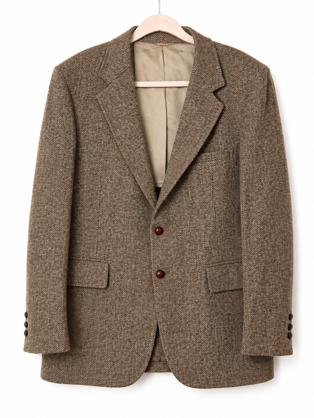 Vintage Ray McDowell Brown Herringbone Wool Blend Blazer Sport Coat Men’s 44R